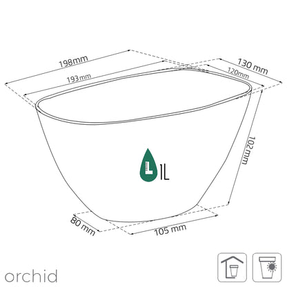 Maceta Coubi Orchid 1l., Dimensiones (mm) 198x130x102, Color Blanco