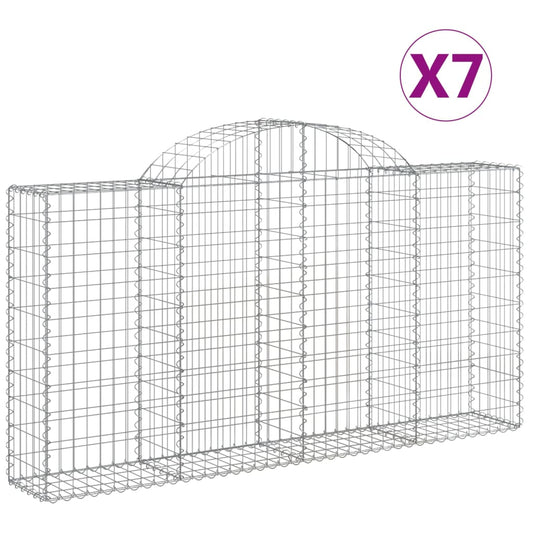Cestas De Gaviones 7 Uds Forma De Arco Hierro 200x30x100/120 Cm_0