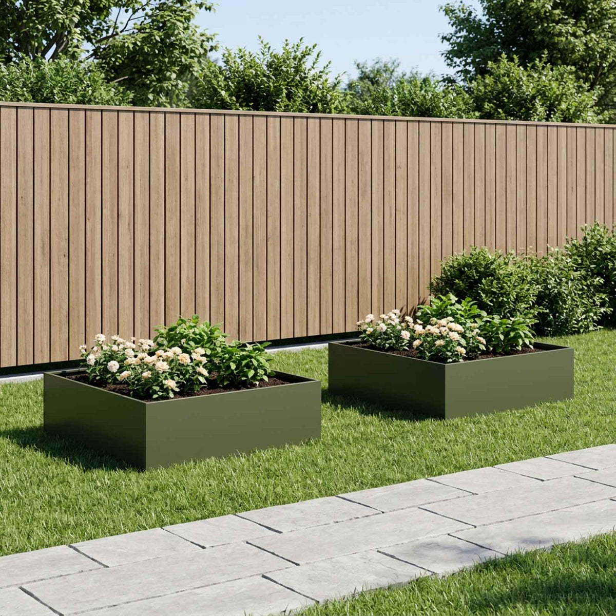 Macetero De Jardín 2 Uds. Verde Oliva 80 X 80 X 30 Cm_1