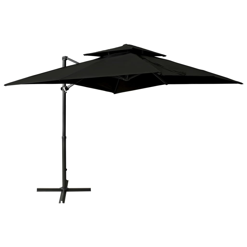 Vidaxl Sombrilla Jardín Voladiza Con Cubierta Doble Negro 250x250 Cm_0