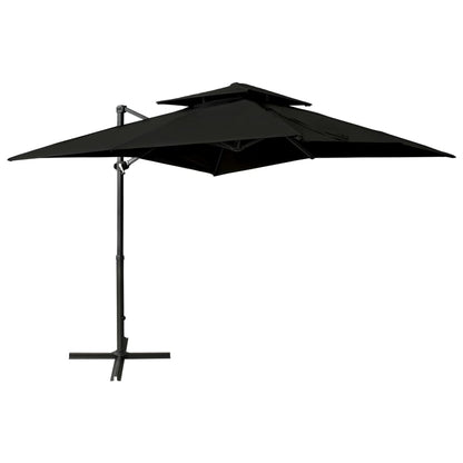 Vidaxl Sombrilla Jardín Voladiza Con Cubierta Doble Negro 250x250 Cm_0