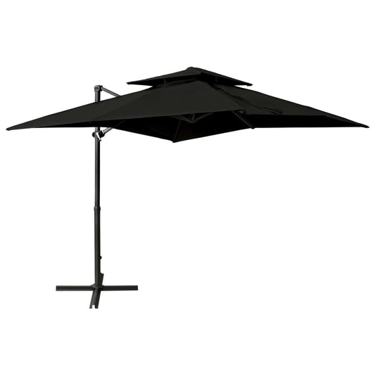 Vidaxl Sombrilla Jardín Voladiza Con Cubierta Doble Negro 250x250 Cm_0