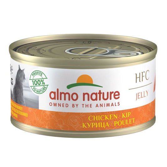 24x70gr Lata De Comida Húmeda Almo Para Gato Hfc De Pollo En Gelatina_0