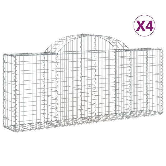 Cestas De Gaviones 4 Uds Forma De Arco Hierro 200x30x80/100 Cm_0