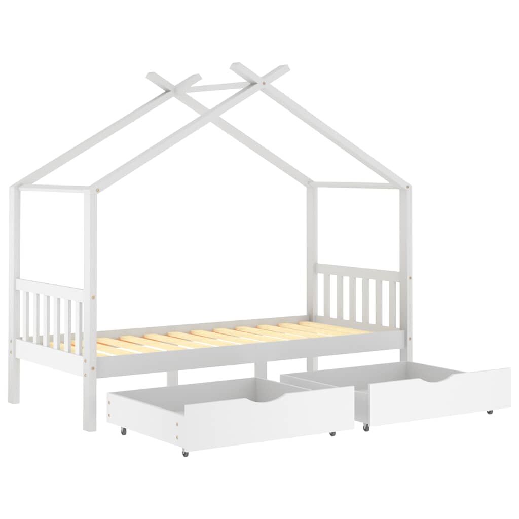 Vidaxl Estructura Cama Niños Y Cajones Madera Maciza Blanca 90x200 Cm_4