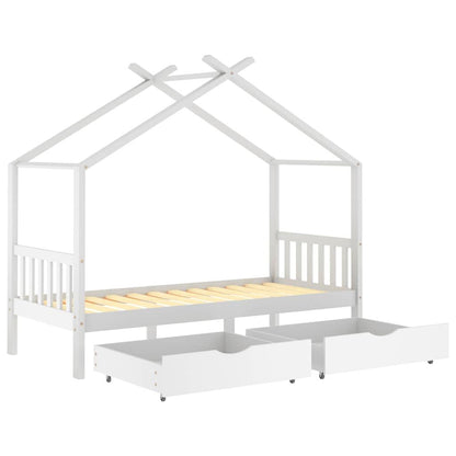 Vidaxl Estructura Cama Niños Y Cajones Madera Maciza Blanca 90x200 Cm_4