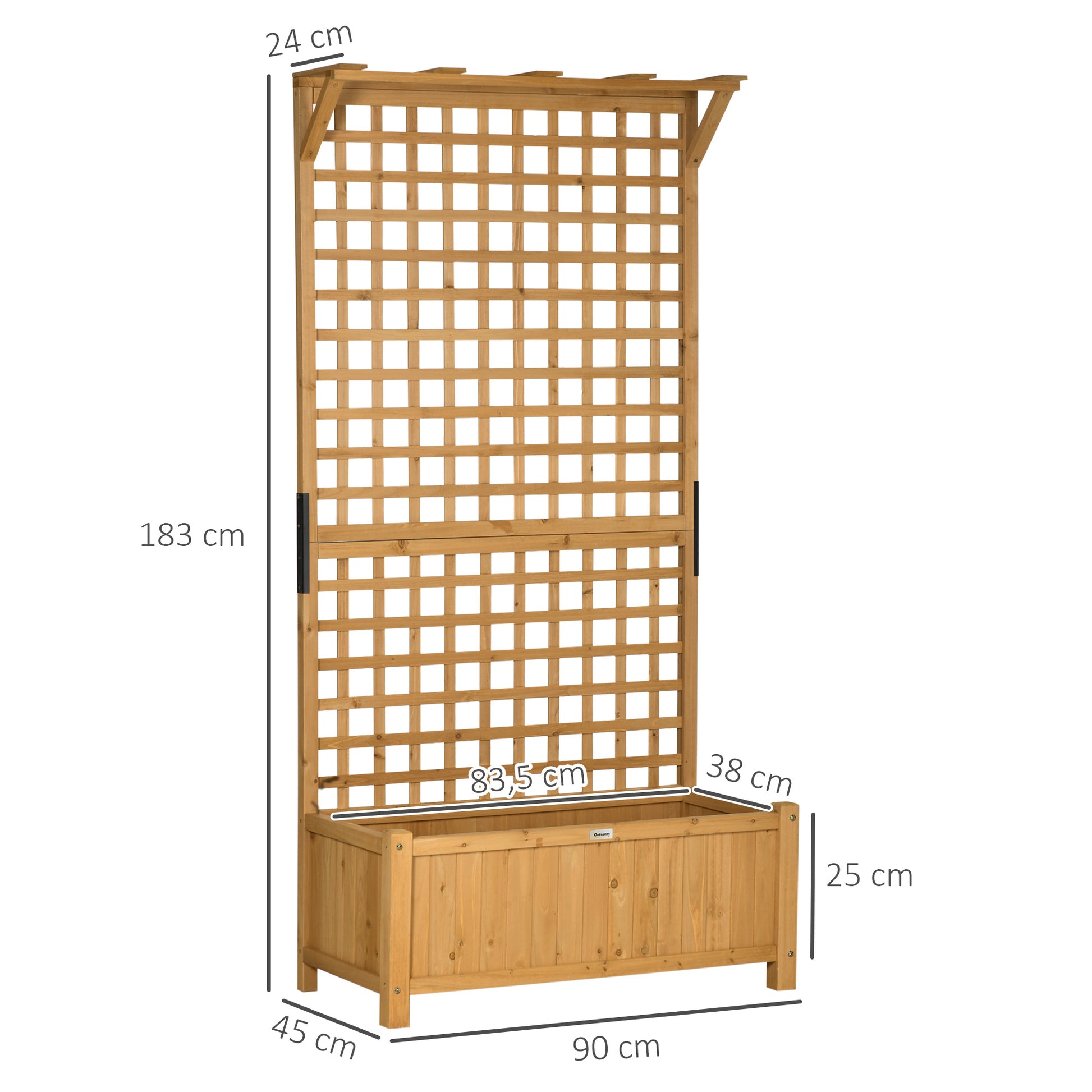 Outsunny Jardinera Con Enrejado De Madera Para Trepadora Plantas 90x45x183 Cm_2