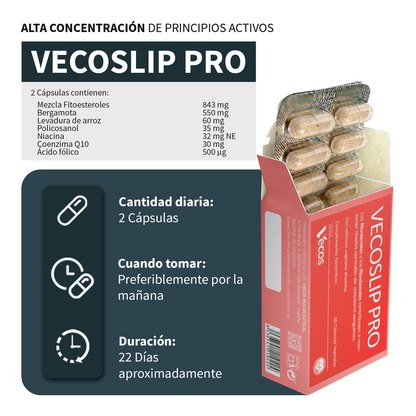 Vecoslip Pro 60 Cápsulas | Control Absoluto De Colesterol | Arroz Rojo, Fitoesteroles Y Coq10_2