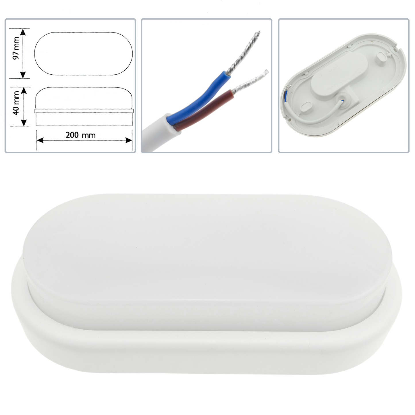 Aplique Oval De Luz Led Lámpara 220vac Ip65 12w 850 Lumens Luz Día 6500k_2