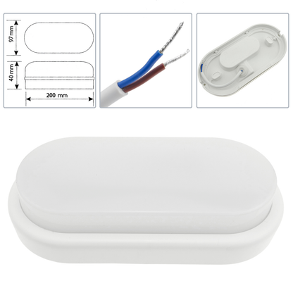 Aplique Oval De Luz Led Lámpara 220vac Ip65 12w 850 Lumens Luz Día 6500k_2