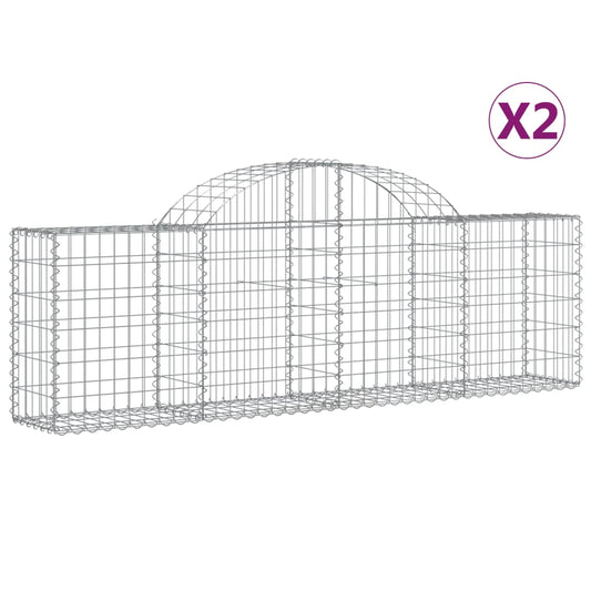 Cestas Gaviones 2 Uds Forma De Arco Hierro 200x30x60/80 Cm_0