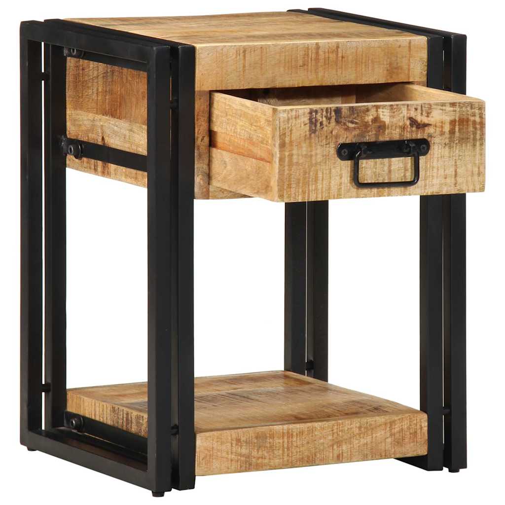 Mesitas De Noche 2 Piezas 40x35x50cm Madera Maciza Rugosa Mango_1