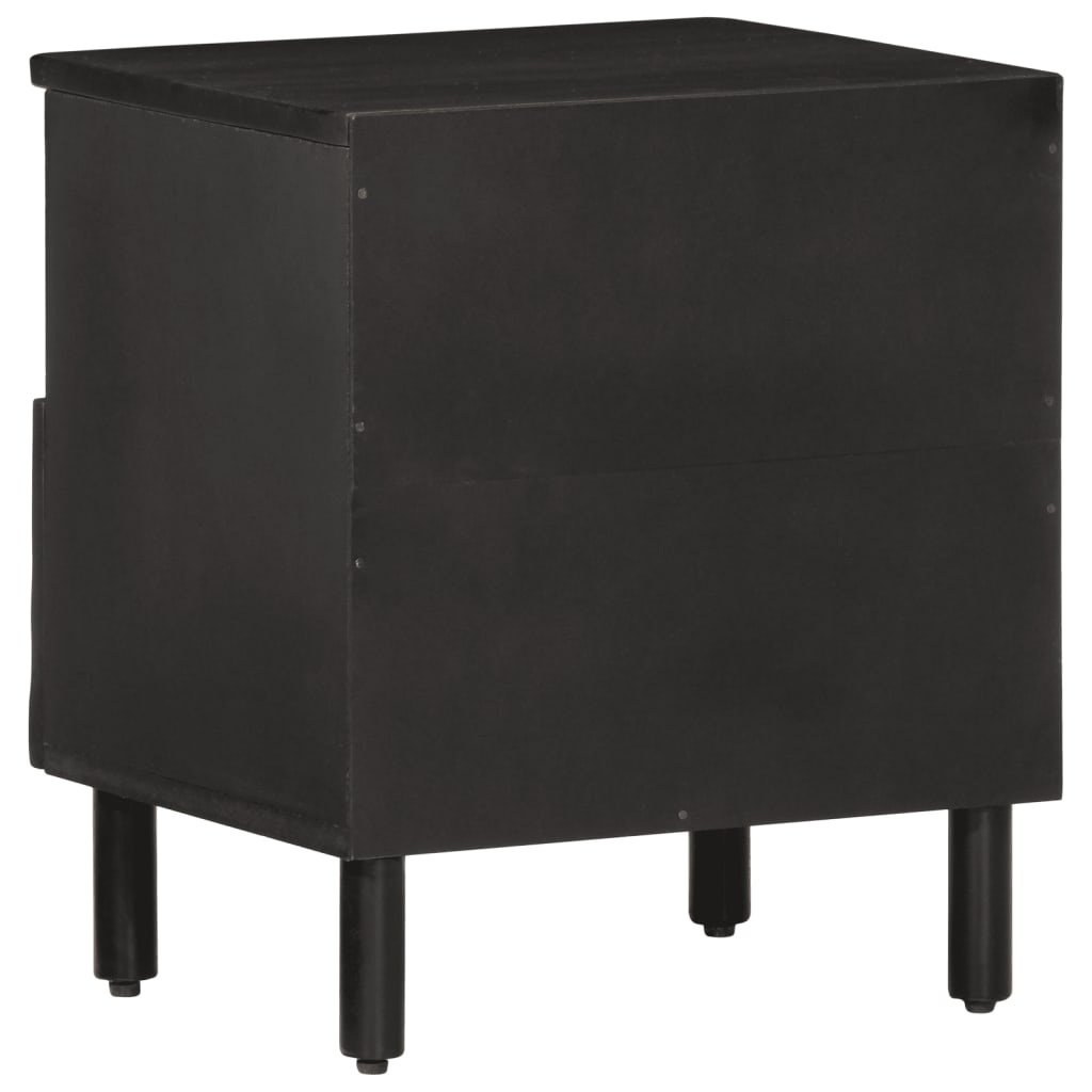 Mesita De Noche De Madera Maciza De Mango Negra 40x33x46 Cm_3