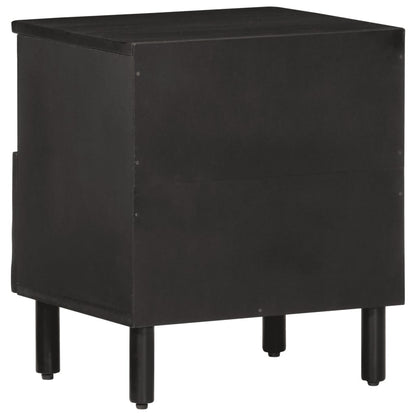 Mesita De Noche De Madera Maciza De Mango Negra 40x33x46 Cm_3