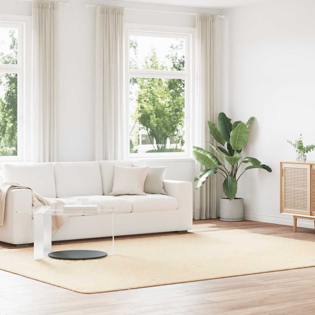 Vidaxl Alfombra Peluda De Pelo Largo Navarra Crema 240x340cm Poliéster_1