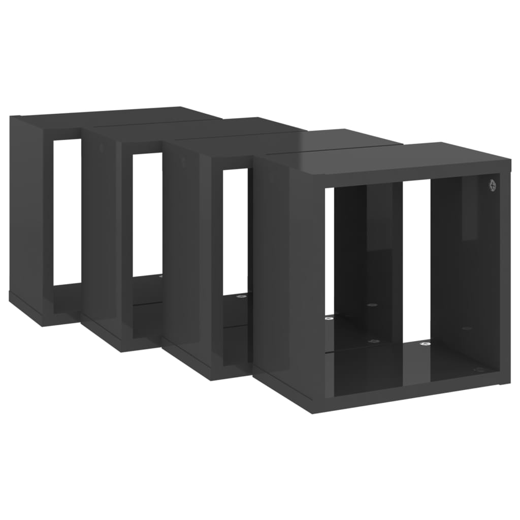 Estantes Cubo De Pared 4 Unidades Gris Brillo 26x15x26 Cm / Vetonek_5