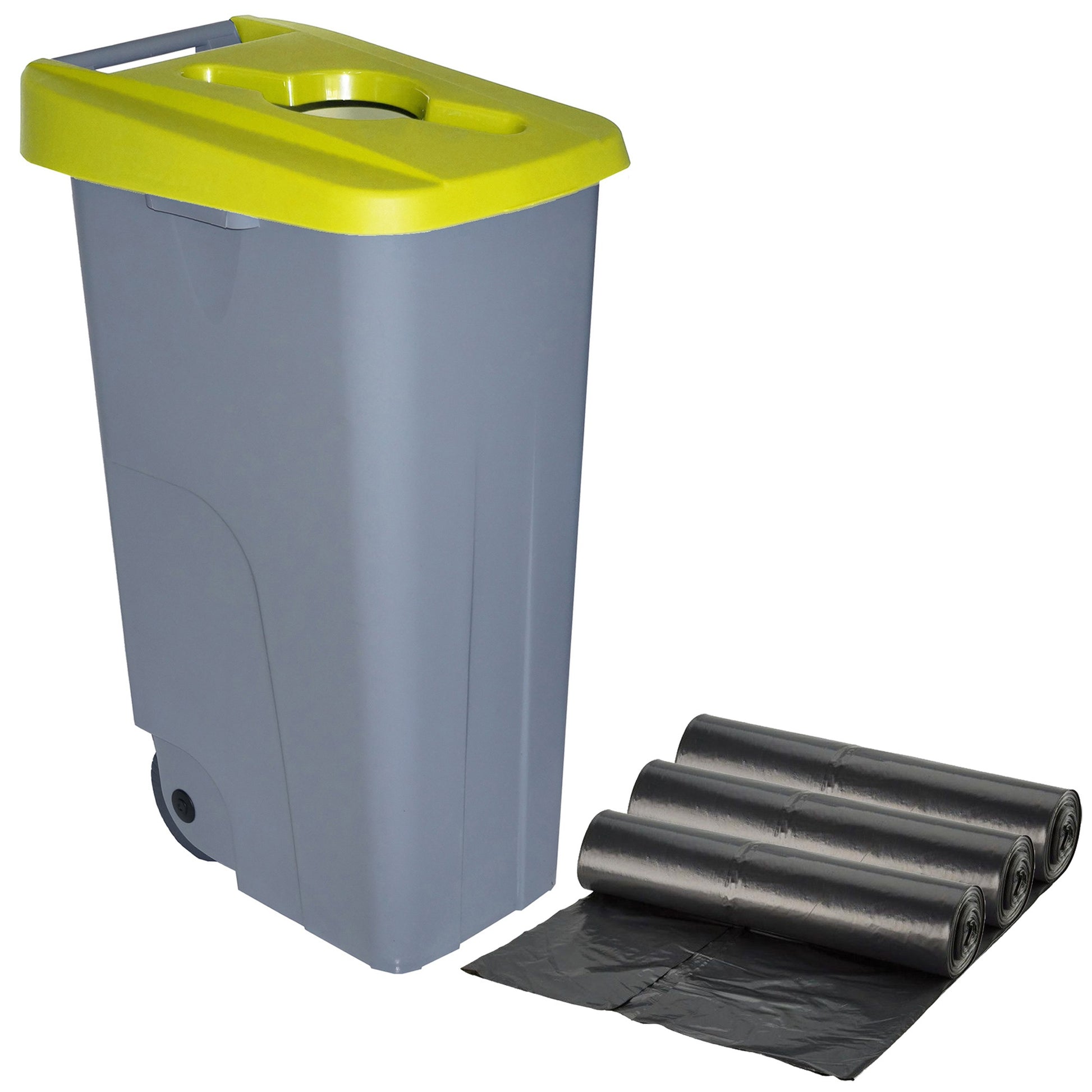 Contenedor Reciclo 110 Litros Abierto + 3x Bolsas De Basura De 10 Unidades_0