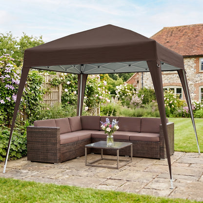 Outsunny Carpa Plegable 2,4x2,4 M De Jardín Pop Up Cenador De Acero Y Tela_1