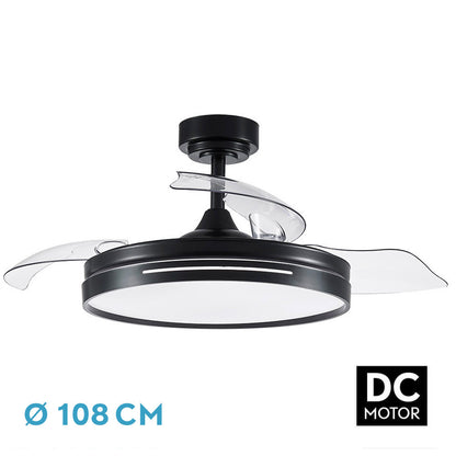 Ventilador Dc 72w Micenas Negro 3 Aspas 108d 6 Veloc. 7200lm 3 Colores C/remoto, Memoria Y Temporizador 24_0