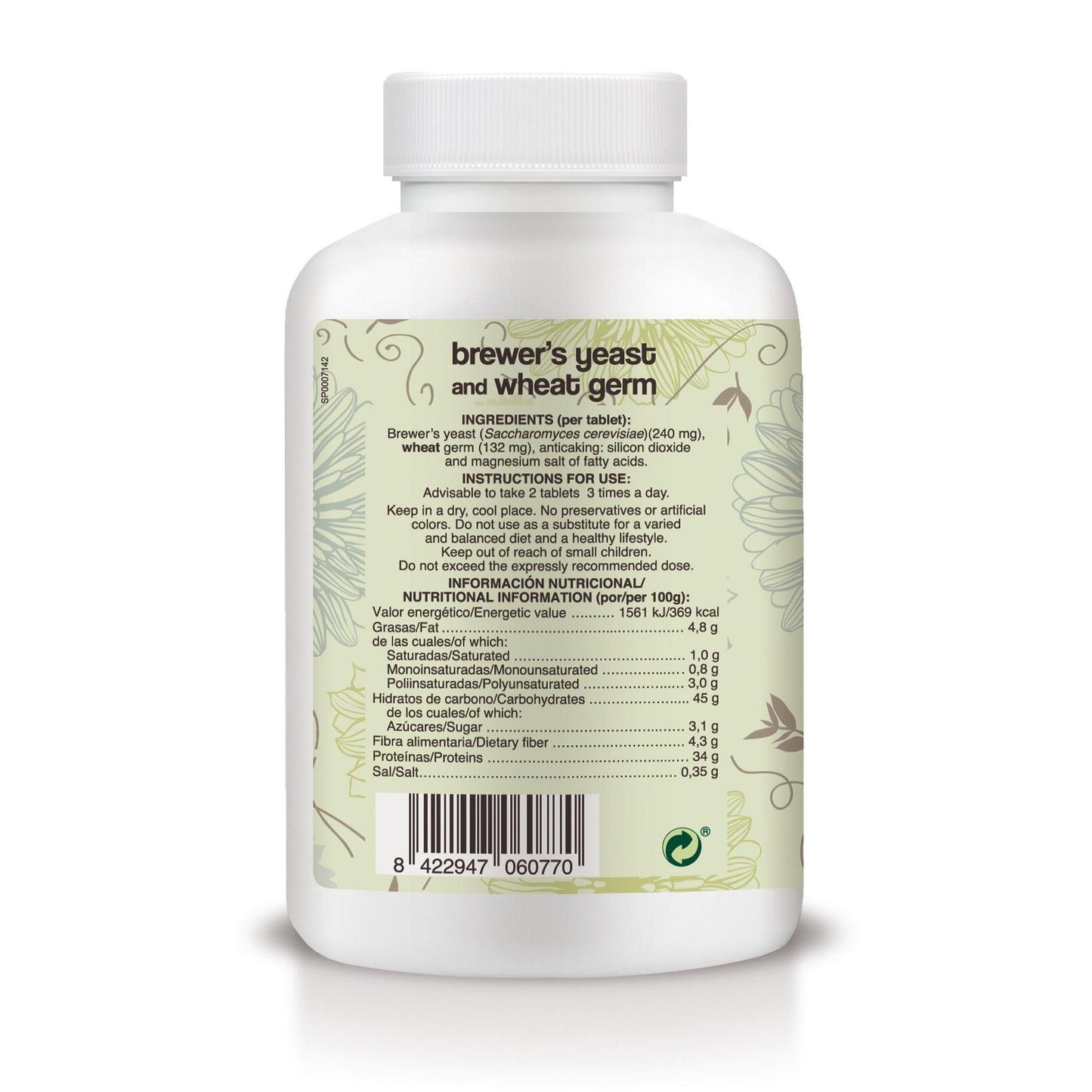 Gérmen de Trigo e Levedura de Cerveja Soria Natural, 500 comprimidos