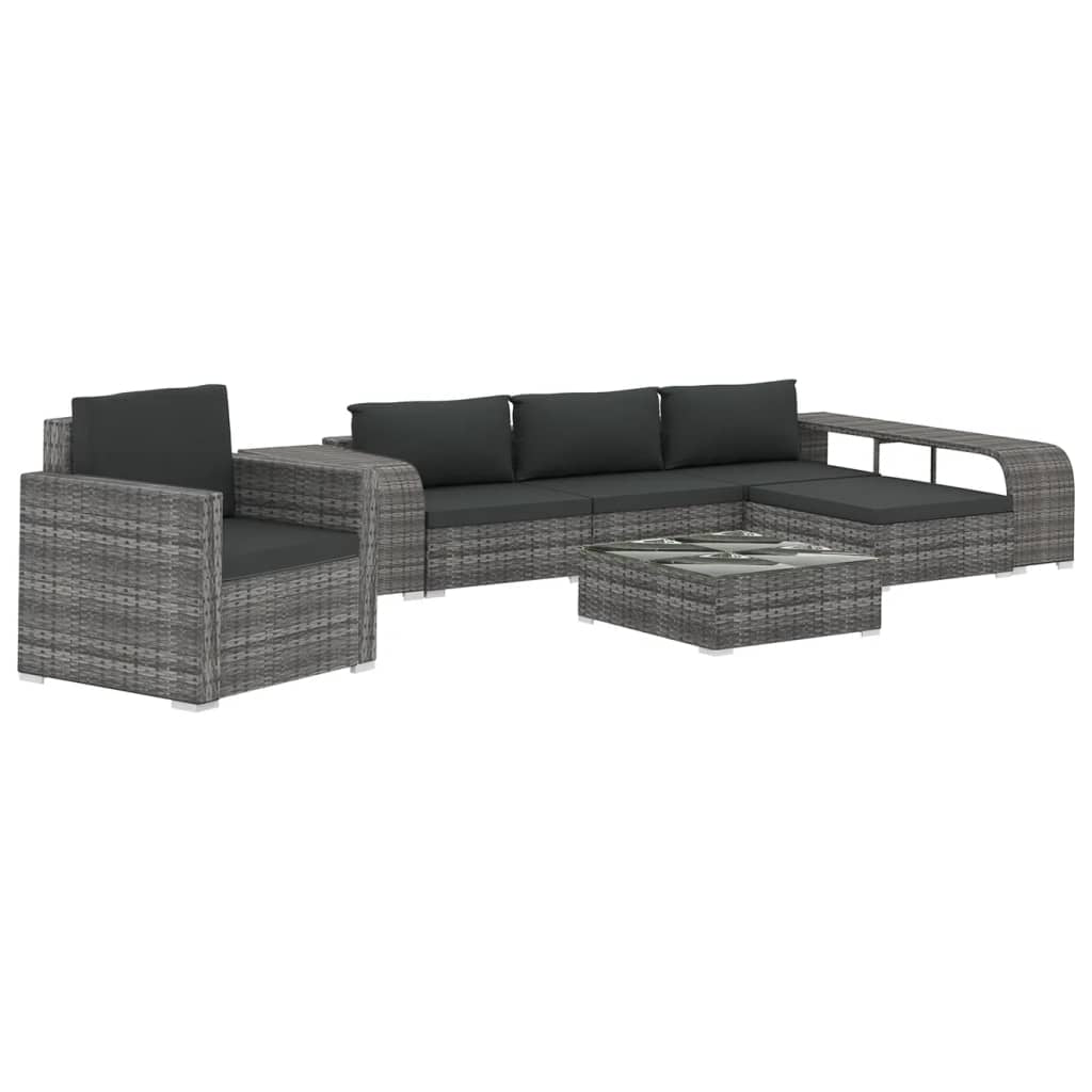Vidaxl Set De Muebles De Jardín 8 Pzas Y Cojines Ratán Sintético Gris_0