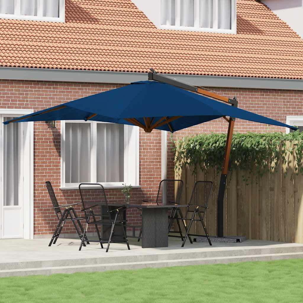 Vidaxl Sombrilla Jardín Voladiza Palo De Madera Azul Celeste 400x300cm_1