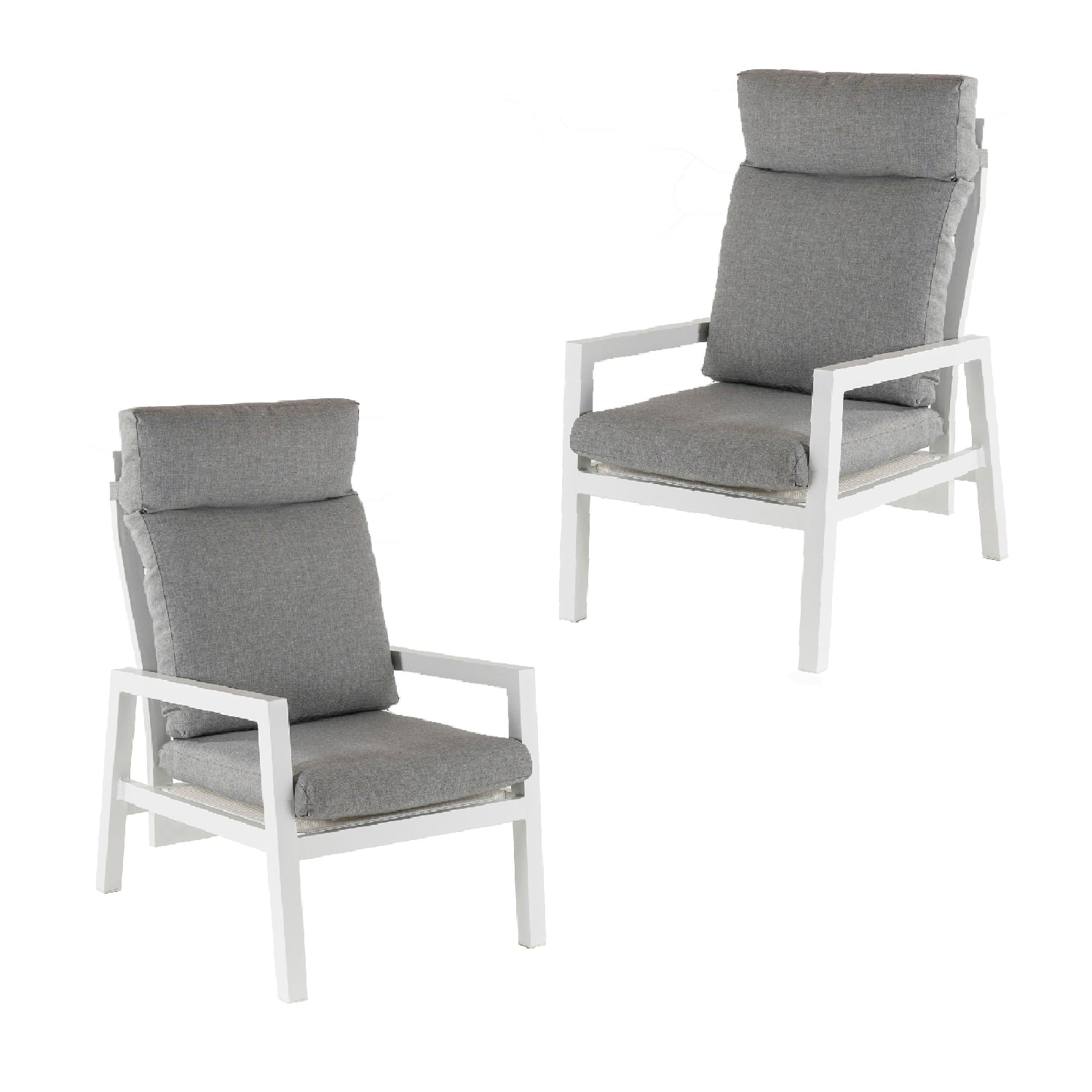 Pack 2 Sillones De Jardín Reclinable Con Sistema Hidráulico, Aluminio Reforzado Color Blanco, Altura Sillón 112 Cm_0