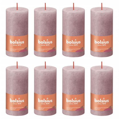Bolsius Velas Rústicas Shine 8 Unidades Rosa Ceniza 100x50 Mm_0