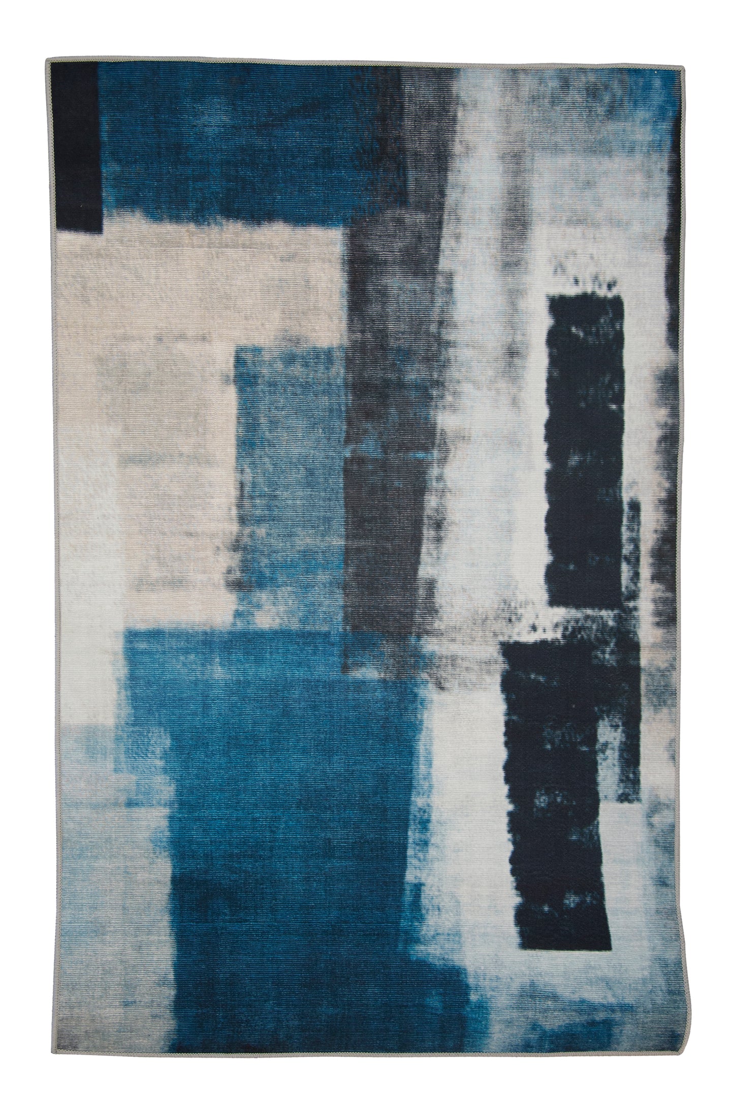 Alfombra Salón, Alfombra Dormitorio Pelo Suave Con Motivos Abstractos Azul Negro 80x120cm- Decoración- Mobiliario Hogar_0