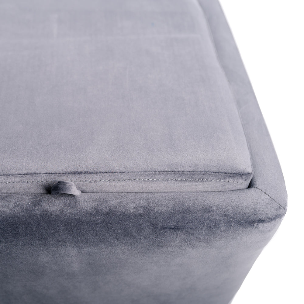 Sofá Final, Puf Taburete Cofre De Almacenamiento, Reposapiés, Convertible A Mesa Auxiliar Gris Carbón 43x43x45cm- Muebles De Sala_1