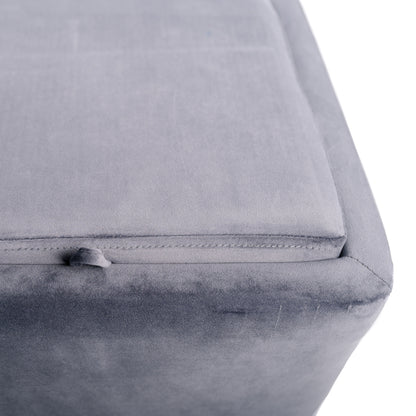 Sofá Final, Puf Taburete Cofre De Almacenamiento, Reposapiés, Convertible A Mesa Auxiliar Gris Carbón 43x43x45cm- Muebles De Sala_1