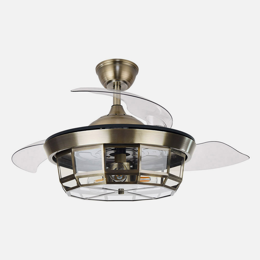 Ventilador Dc Tornado Cuero 3xe27 91d 3aspas Desplegables 6velocidades C/remoto Y Temporizador_3