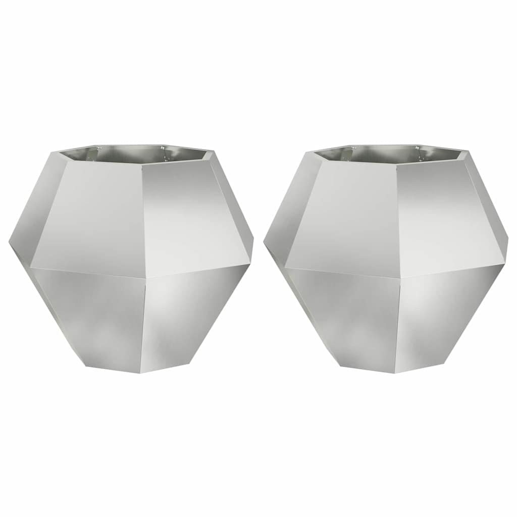 Jardinera 2 Uds. Plateado 75 X 75 X 60 Cm Acero Galvanizado_0