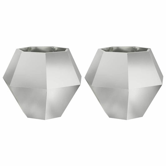 Jardinera 2 Uds. Plateado 75 X 75 X 60 Cm Acero Galvanizado_0
