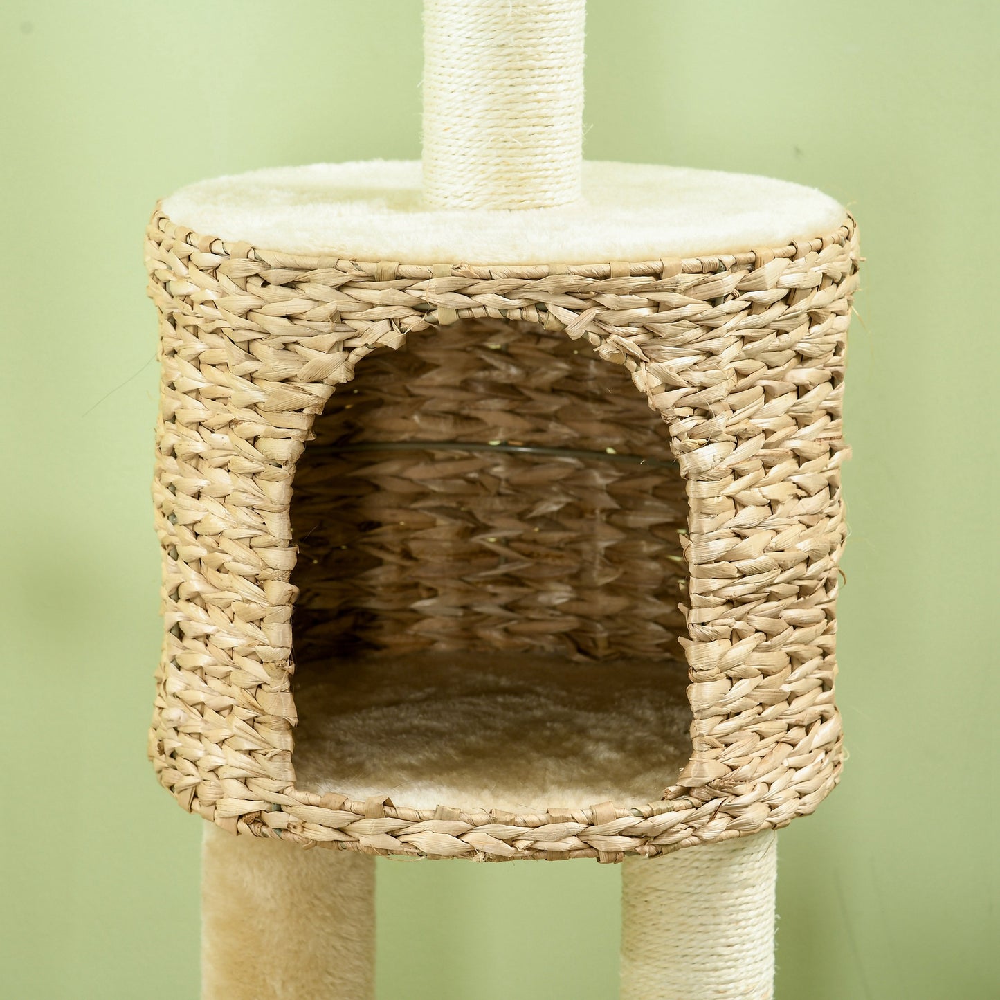Pawhut Árbol Rascador Para Gatos De 116 Cm Con Postes Rampa 45x40x116 Cm Beige_4