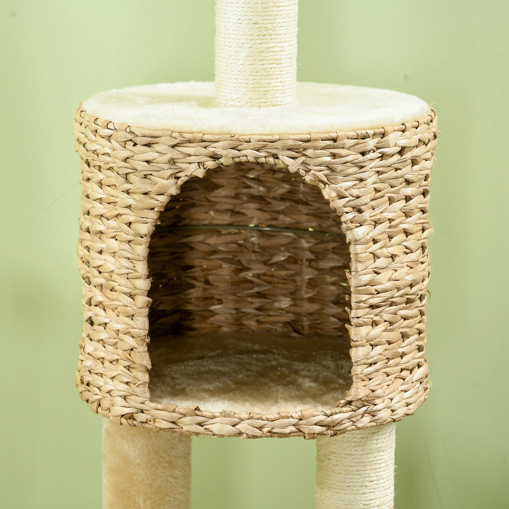 Pawhut Árbol Rascador Para Gatos De 116 Cm Con Postes Rampa 45x40x116 Cm Beige_4