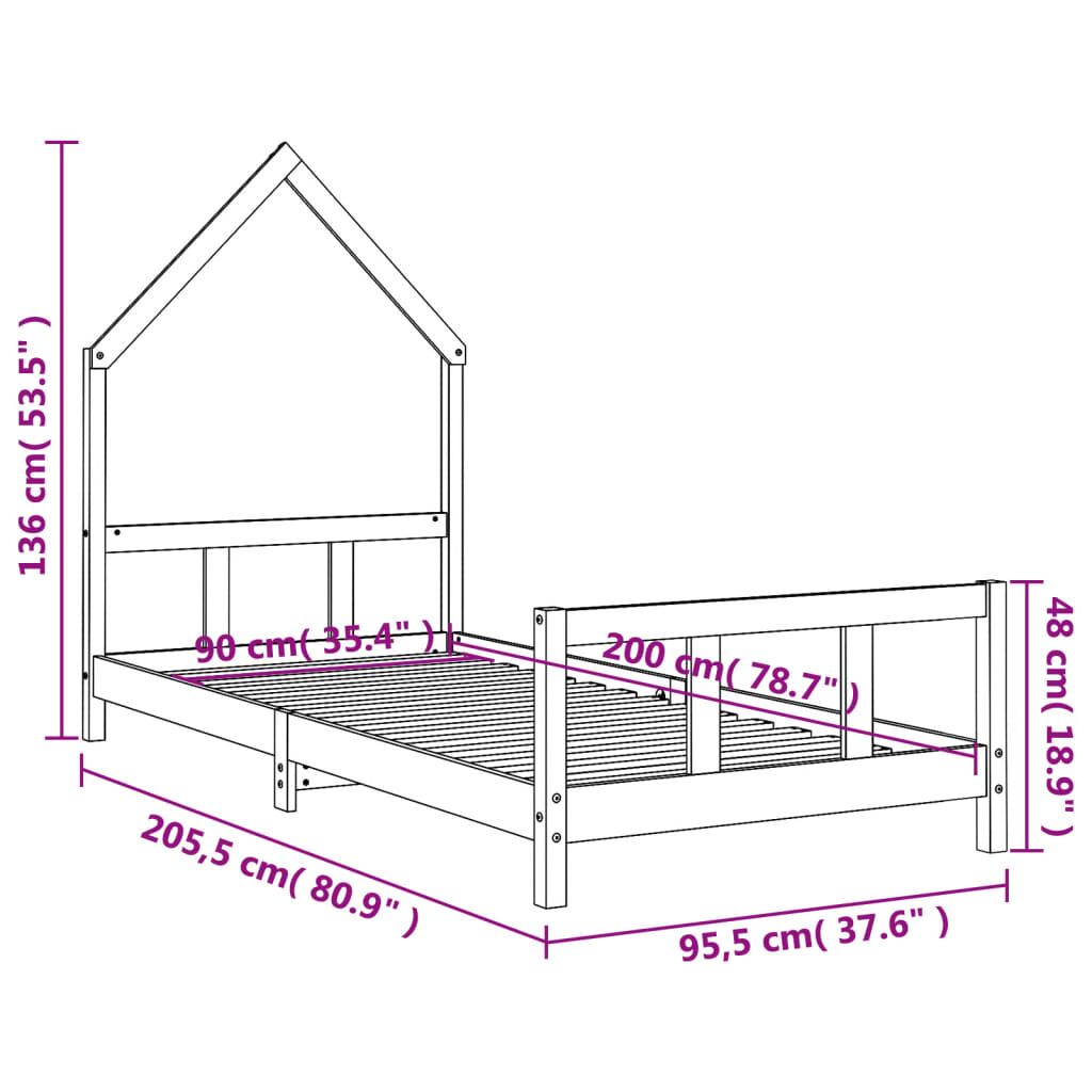 Vidaxl Estructura De Cama Para Niños Madera De Pino Blanco 90x200 Cm_2