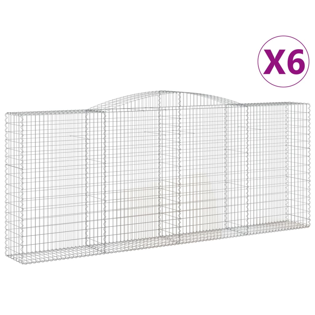 Cestas De Gaviones 6 Uds Forma De Arco Hierro 400x50x160/180 Cm_0