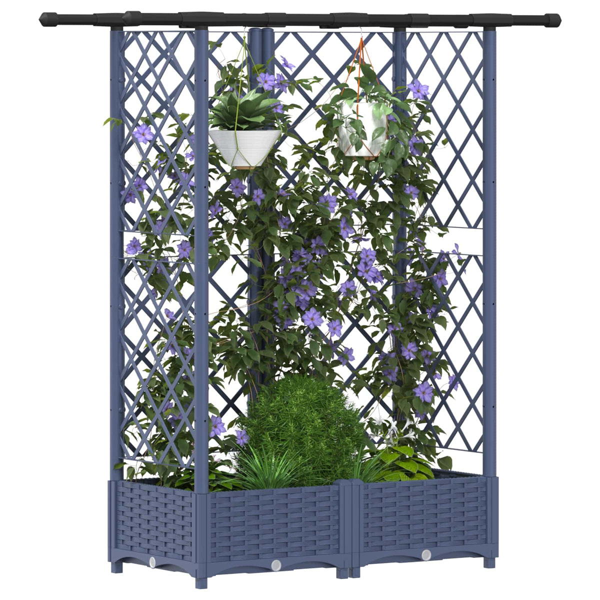 Cama Elevada Con Trellis Y Techo Gris 124 X 40 X 121 Cm Pp_2