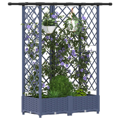 Cama Elevada Con Trellis Y Techo Gris 124 X 40 X 121 Cm Pp_2