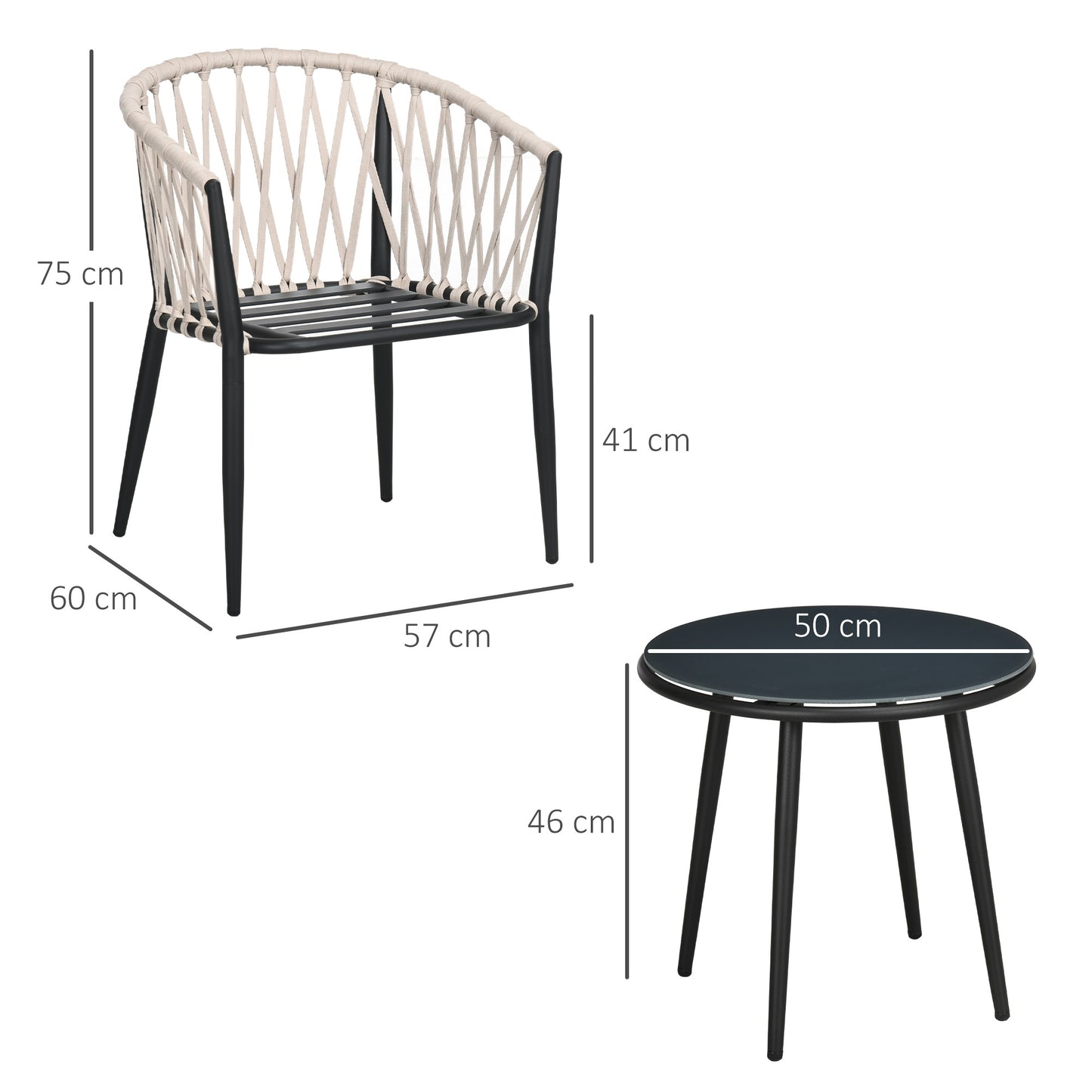 Outsunny Conjunto De Muebles De Jardín 3 Piezas Incluye Mesa Y 2 Sillones Gris_2