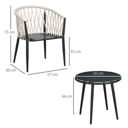 Outsunny Conjunto De Muebles De Jardín 3 Piezas Incluye Mesa Y 2 Sillones Gris_2