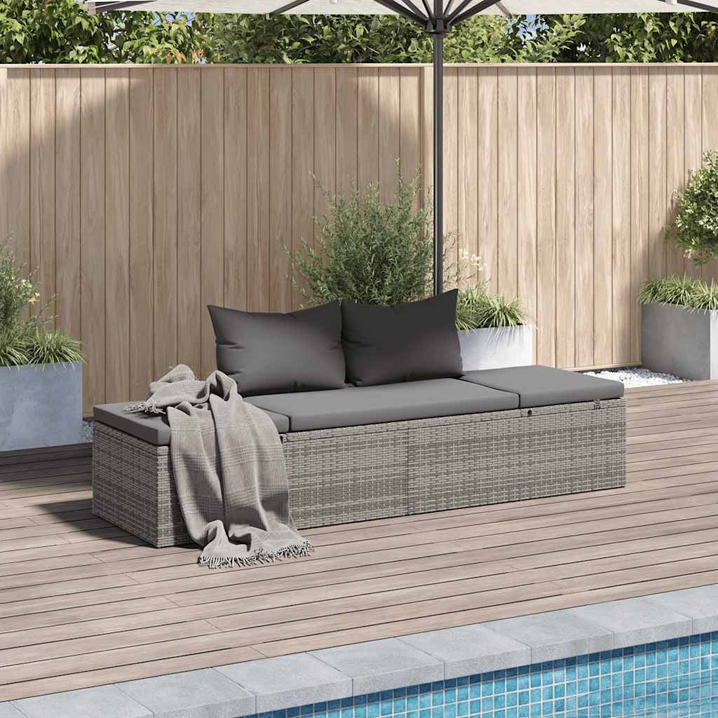 Vidaxl Cama De Jardín 195x60 Cm Ratán Sintético Gris_1