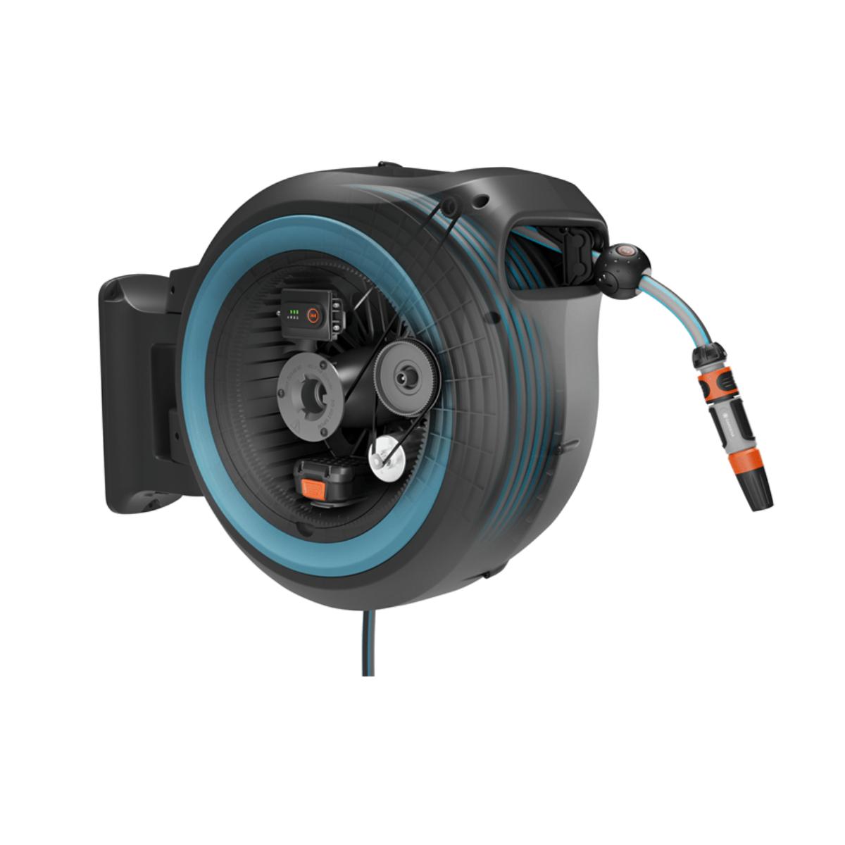 Enrolador de mangueira de parede Gardena PowerRoll XL de 35 m operado por bateria