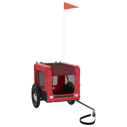 Remolque De Bicicleta Mascotas Hierro Tela Oxford Rojo Negro_2