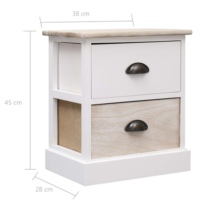 Mesita De Noche Madera De Paulownia Blanco Y Natural 38x28x45cm_4