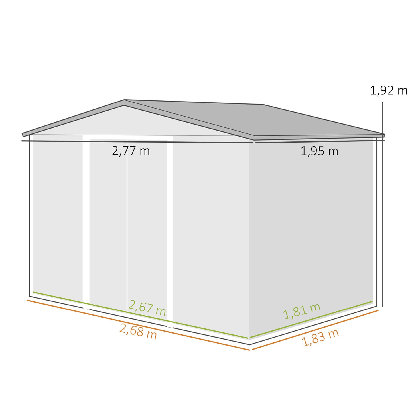Outsunny Caseta De Jardín Exterior 4,9 M² 277x195x192 Cm Con Puerta Corredera_2