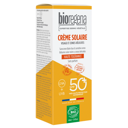 Bálsamo Protetor Solar Bioregena para Rosto e Zonas Delicadas FPS 50, 40 ml