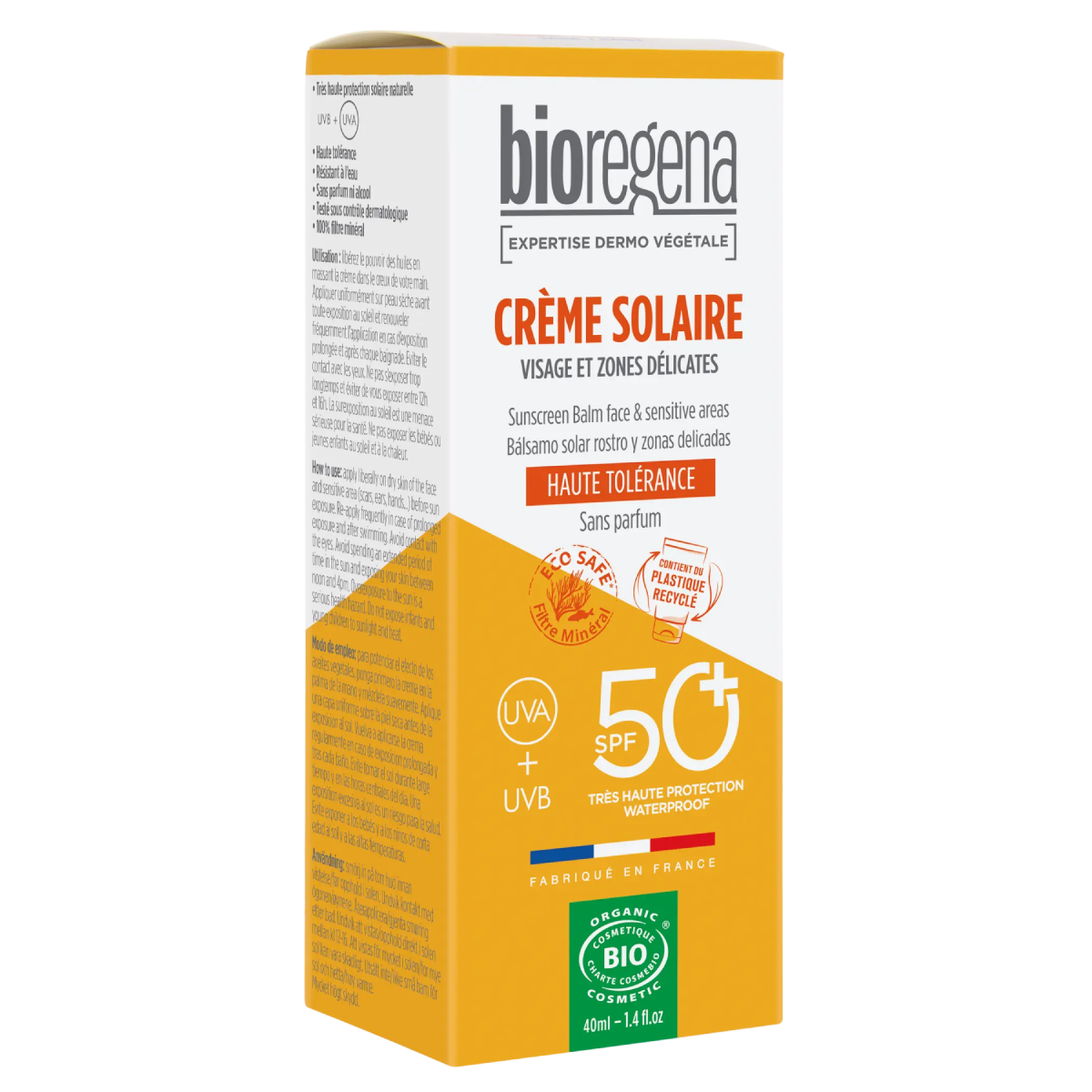 Bálsamo Protetor Solar Bioregena para Rosto e Zonas Delicadas FPS 50, 40 ml