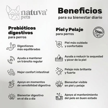 Pack Probiótico + Aceite De Salmón Para Perros. Suplementos Mascotas. 240 Masticables. Natuva Pets_1
